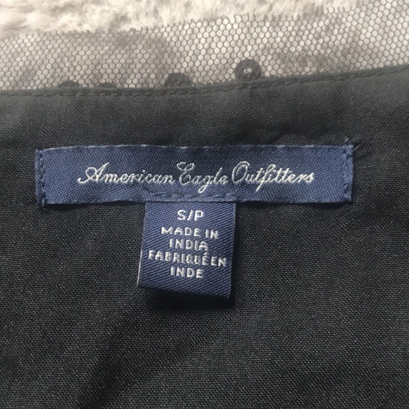 American Eagle glamrock sequins gauze shrug bolero jacket black longer in front - Picture 5 of 8